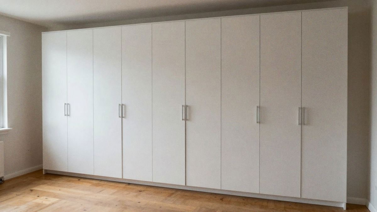 Imagen ilustrativa: dormitorio con armario empotrado blanco de piso a techo